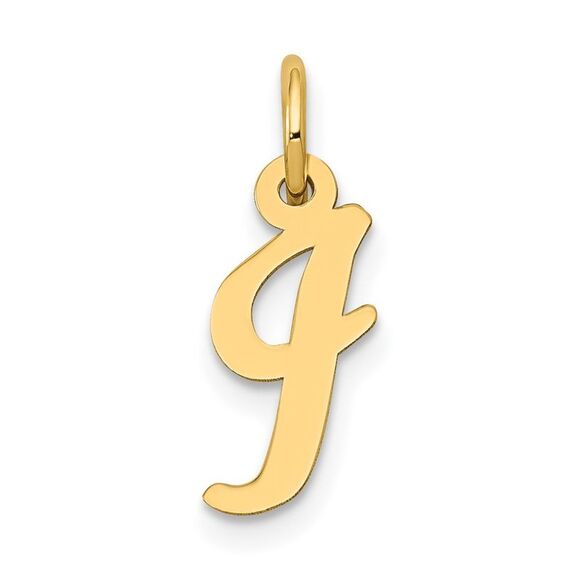 10k Yellow Gold Small Script Initial I Charm - Picture 1 of 8